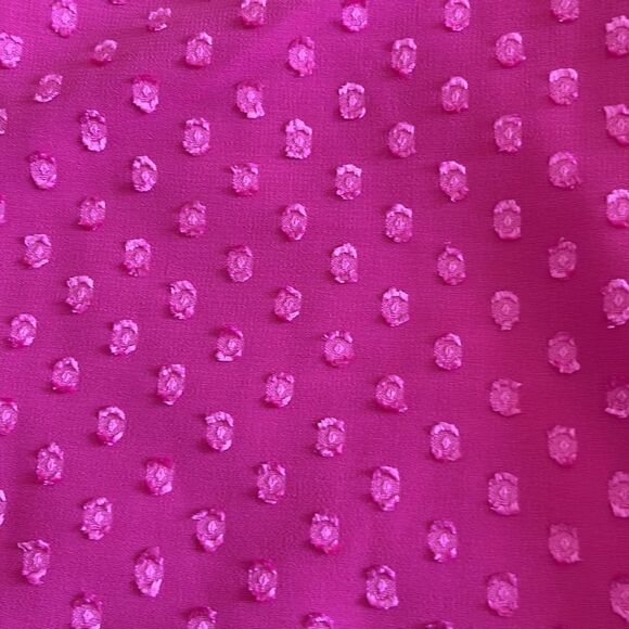 2/20. 
IMNYC Isaac Mizrahi Pink Lined with Sheer Pink Swiss Polka Blouse - Picture 7 of 10